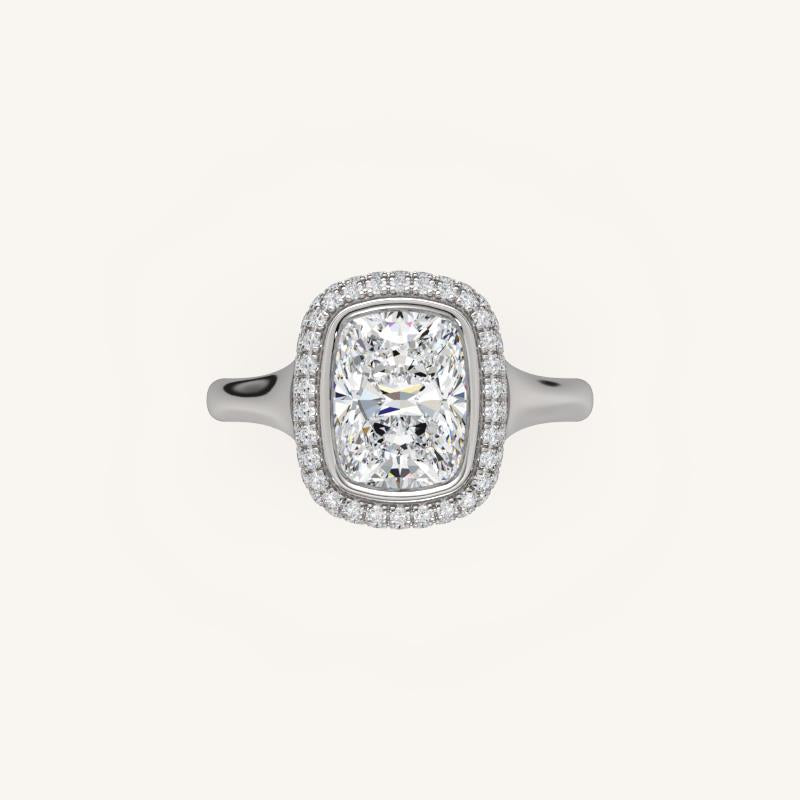 The Lunea – Floating Bezel Solitaire Solara Halo Engagement Ring