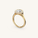 Load image into Gallery viewer, The Lunea – Floating Bezel Solitaire Solara Halo Engagement Ring

