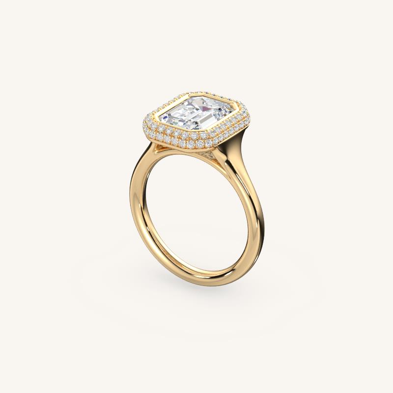The Lunea – Floating Bezel Solitaire Solara Halo Engagement Ring