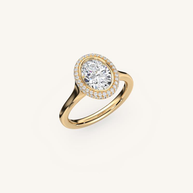 The Lunea – Floating Bezel Solitaire Solara Halo Engagement Ring