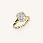 Load image into Gallery viewer, The Lunea – Floating Bezel Solitaire Solara Halo Engagement Ring
