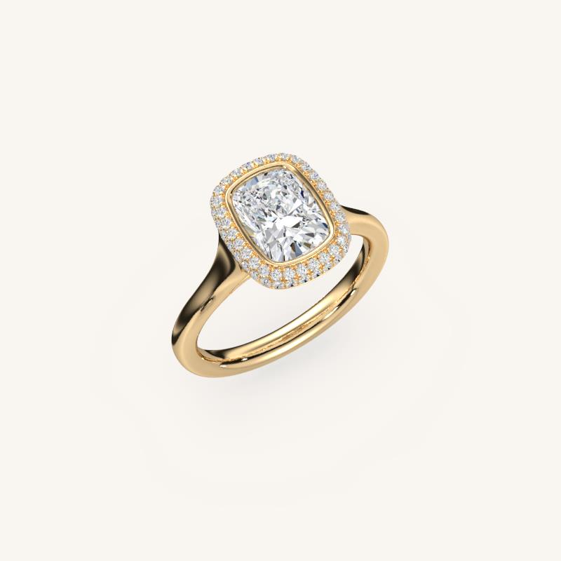 The Lunea – Floating Bezel Solitaire Solara Halo Engagement Ring