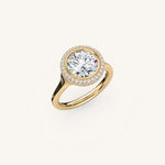 Load image into Gallery viewer, The Lunea – Floating Bezel Solitaire Solara Halo Engagement Ring
