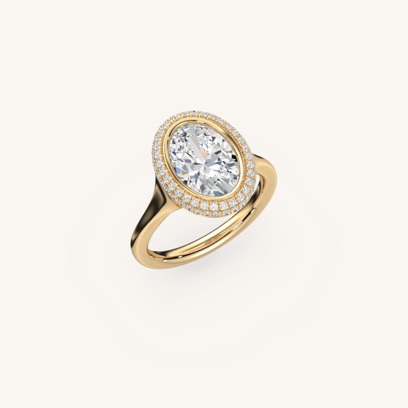 The Lunea – Floating Bezel Solitaire Solara Halo Engagement Ring