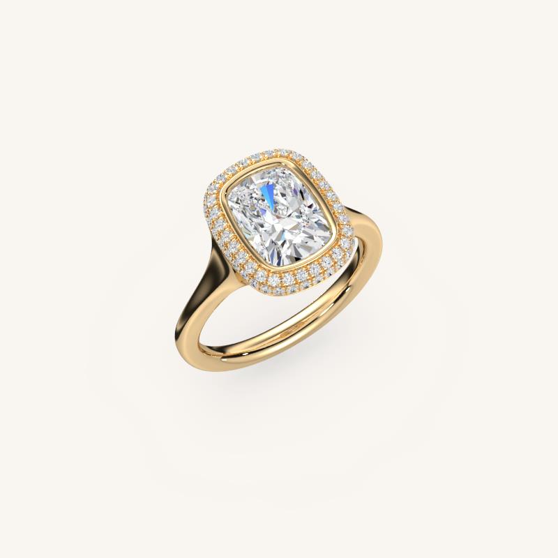 The Lunea – Floating Bezel Solitaire Solara Halo Engagement Ring