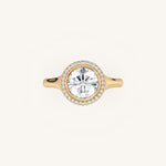 Load image into Gallery viewer, The Lunea – Floating Bezel Solitaire Solara Halo Engagement Ring
