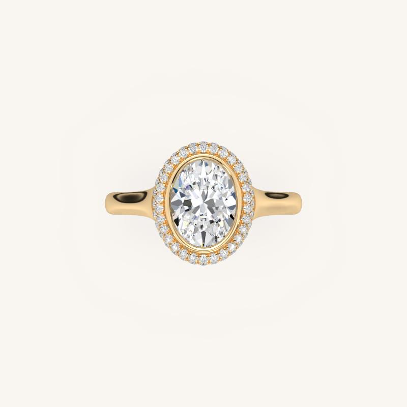 The Lunea – Floating Bezel Solitaire Solara Halo Engagement Ring