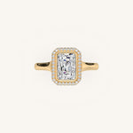 Load image into Gallery viewer, The Lunea – Floating Bezel Solitaire Solara Halo Engagement Ring
