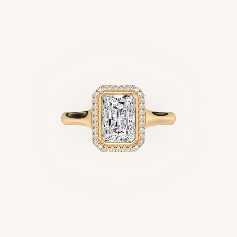 The Lunea – Floating Bezel Solitaire Solara Halo Engagement Ring