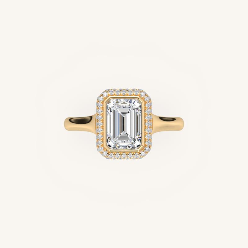 The Lunea – Floating Bezel Solitaire Solara Halo Engagement Ring