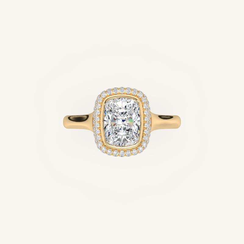 The Lunea – Floating Bezel Solitaire Solara Halo Engagement Ring