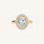 Load image into Gallery viewer, The Lunea – Floating Bezel Solitaire Solara Halo Engagement Ring

