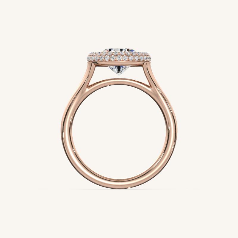 The Lunea – Floating Bezel Solitaire Solara Halo Engagement Ring (E-W)