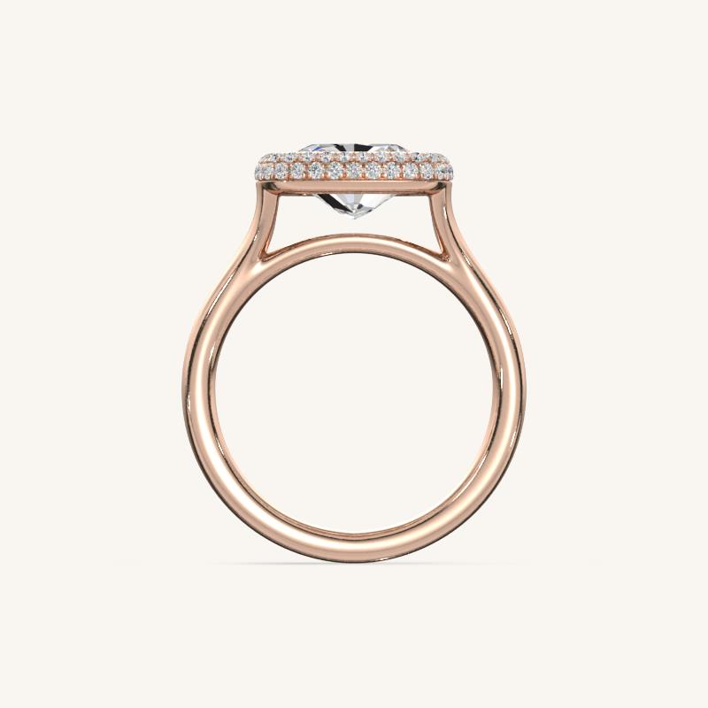 The Lunea – Floating Bezel Solitaire Solara Halo Engagement Ring (E-W)