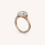 Load image into Gallery viewer, The Lunea – Floating Bezel Solitaire Solara Halo Engagement Ring (E-W)
