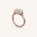 Load image into Gallery viewer, The Lunea – Floating Bezel Solitaire Solara Halo Engagement Ring (E-W)
