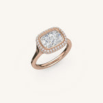 Load image into Gallery viewer, The Lunea – Floating Bezel Solitaire Solara Halo Engagement Ring (E-W)
