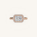 Load image into Gallery viewer, The Lunea – Floating Bezel Solitaire Solara Halo Engagement Ring (E-W)
