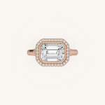 Load image into Gallery viewer, The Lunea – Floating Bezel Solitaire Solara Halo Engagement Ring (E-W)
