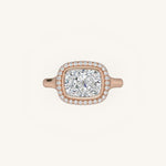 Load image into Gallery viewer, The Lunea – Floating Bezel Solitaire Solara Halo Engagement Ring (E-W)
