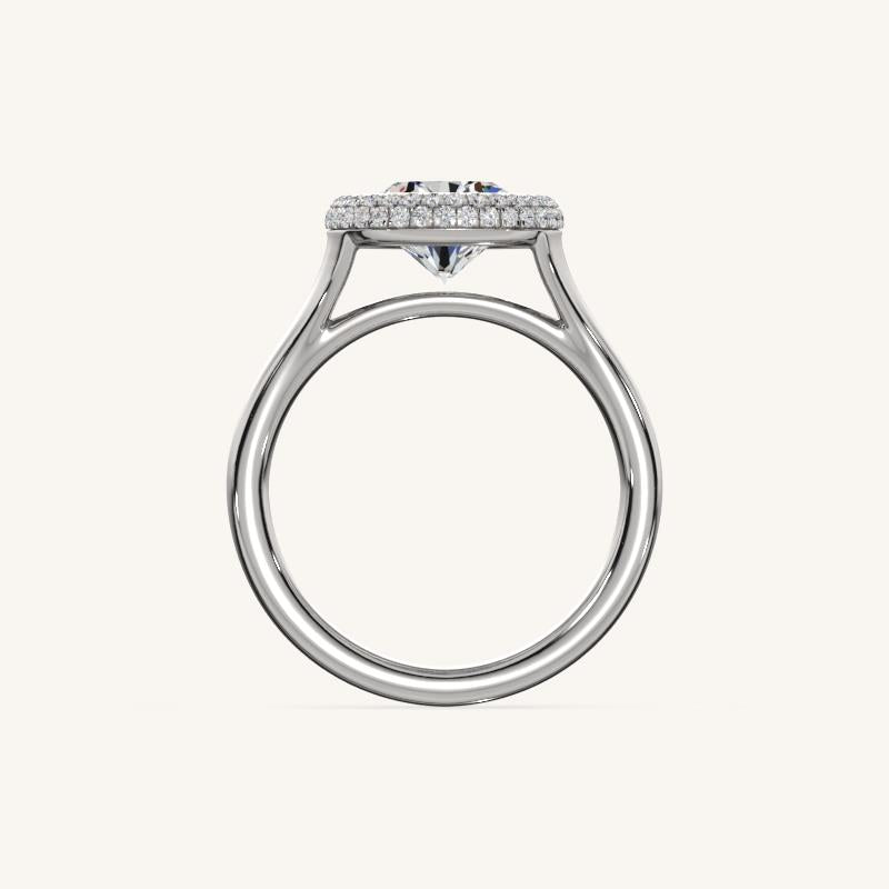 The Lunea – Floating Bezel Solitaire Solara Halo Engagement Ring (E-W)