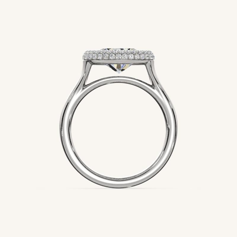 The Lunea – Floating Bezel Solitaire Solara Halo Engagement Ring (E-W)