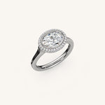 Load image into Gallery viewer, The Lunea – Floating Bezel Solitaire Solara Halo Engagement Ring (E-W)
