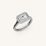 Load image into Gallery viewer, The Lunea – Floating Bezel Solitaire Solara Halo Engagement Ring (E-W)
