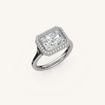 Load image into Gallery viewer, The Lunea – Floating Bezel Solitaire Solara Halo Engagement Ring (E-W)
