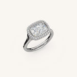 Load image into Gallery viewer, The Lunea – Floating Bezel Solitaire Solara Halo Engagement Ring (E-W)
