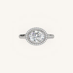 Load image into Gallery viewer, The Lunea – Floating Bezel Solitaire Solara Halo Engagement Ring (E-W)

