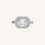 Load image into Gallery viewer, The Lunea – Floating Bezel Solitaire Solara Halo Engagement Ring (E-W)
