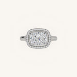 Load image into Gallery viewer, The Lunea – Floating Bezel Solitaire Solara Halo Engagement Ring (E-W)
