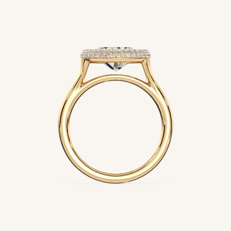 The Lunea – Floating Bezel Solitaire Solara Halo Engagement Ring (E-W)