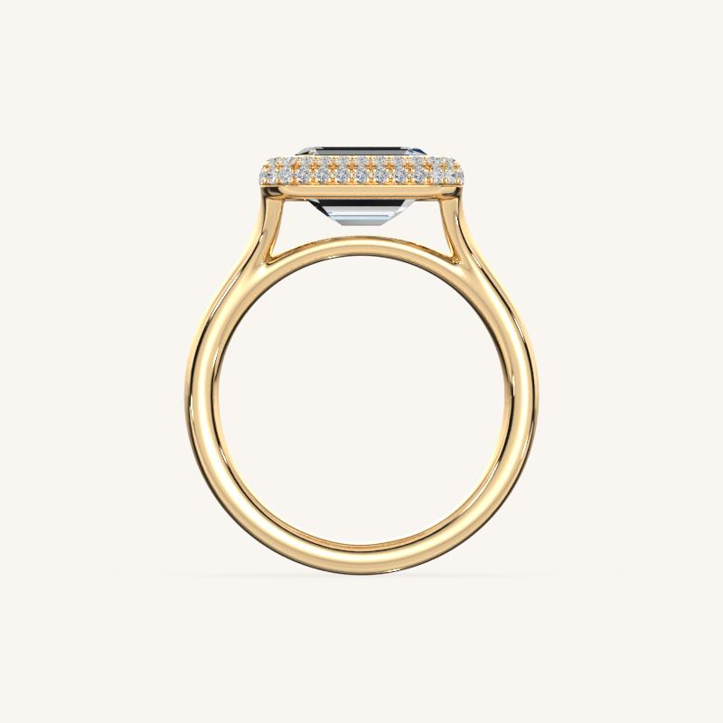 The Lunea – Floating Bezel Solitaire Solara Halo Engagement Ring (E-W)