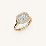 Load image into Gallery viewer, The Lunea – Floating Bezel Solitaire Solara Halo Engagement Ring (E-W)
