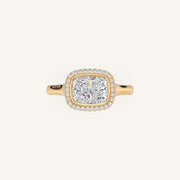 The Lunea – Floating Bezel Solitaire Solara Halo Engagement Ring (E-W)