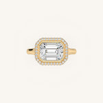 Load image into Gallery viewer, The Lunea – Floating Bezel Solitaire Solara Halo Engagement Ring (E-W)
