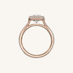 Load image into Gallery viewer, The Lunea – Floating Bezel Solitaire Solara Halo Engagement Ring with ¾ Diamond Shank
