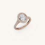Load image into Gallery viewer, The Lunea – Floating Bezel Solitaire Solara Halo Engagement Ring with ¾ Diamond Shank
