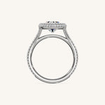 Load image into Gallery viewer, The Lunea – Floating Bezel Solitaire Solara Halo Engagement Ring with ¾ Diamond Shank
