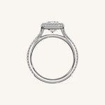 Load image into Gallery viewer, The Lunea – Floating Bezel Solitaire Solara Halo Engagement Ring with ¾ Diamond Shank
