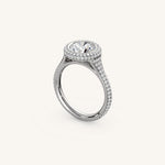Load image into Gallery viewer, The Lunea – Floating Bezel Solitaire Solara Halo Engagement Ring with ¾ Diamond Shank
