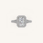Load image into Gallery viewer, The Lunea – Floating Bezel Solitaire Solara Halo Engagement Ring with ¾ Diamond Shank
