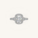 Load image into Gallery viewer, The Lunea – Floating Bezel Solitaire Solara Halo Engagement Ring with ¾ Diamond Shank
