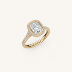 Load image into Gallery viewer, The Lunea – Floating Bezel Solitaire Solara Halo Engagement Ring with ¾ Diamond Shank
