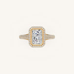 Load image into Gallery viewer, The Lunea – Floating Bezel Solitaire Solara Halo Engagement Ring with ¾ Diamond Shank
