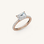 Load image into Gallery viewer, The Solienne – Cathedral Solitaire Hidden Halo Engagement Ring (E-W)
