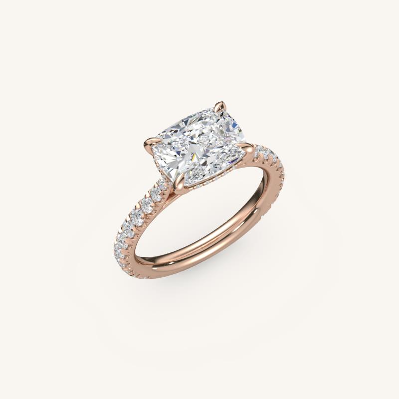 The Solienne – Cathedral Solitaire Hidden Halo Engagement Ring (E-W)