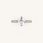 Load image into Gallery viewer, The Solienne – Cathedral Solitaire Hidden Halo Engagement Ring (E-W)
